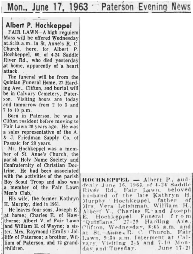 Albert P. Hochkeppel Obit