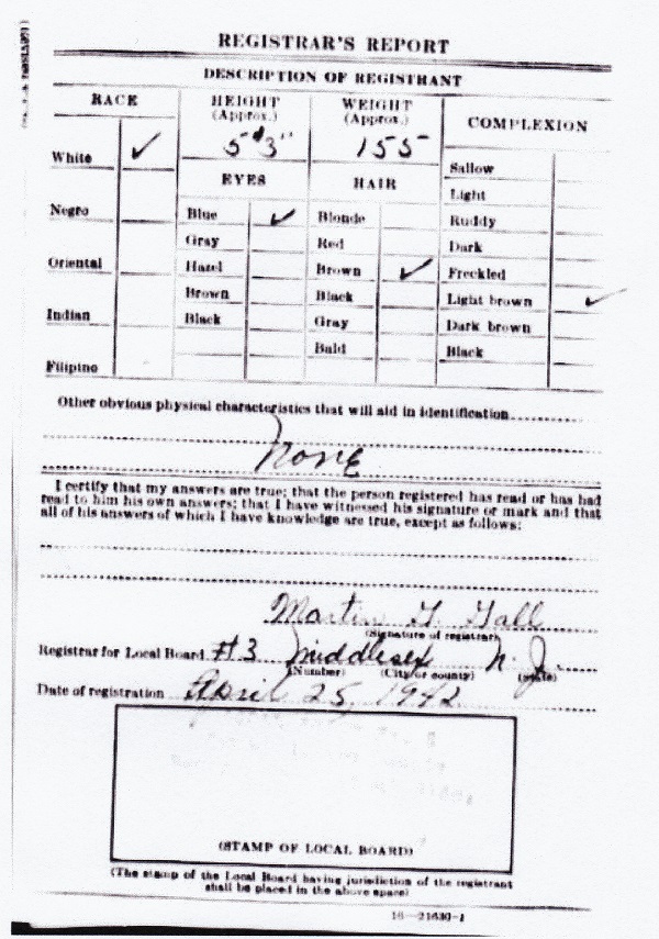 Alexander Fortenboher World War Two Draft Registration Card