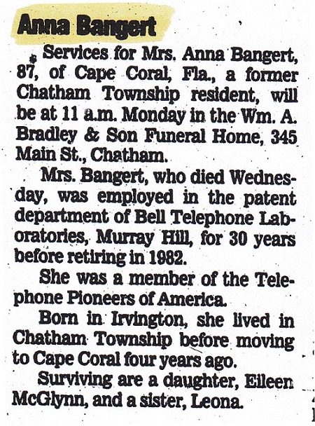 Anna M. (Bauer) Bangert Obituary 2