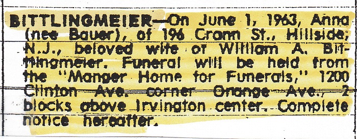 Anna (Bauer) Bittlingmeier Obituary 1
