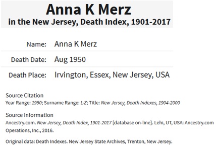 Anna Bechtold Merz Death Index
