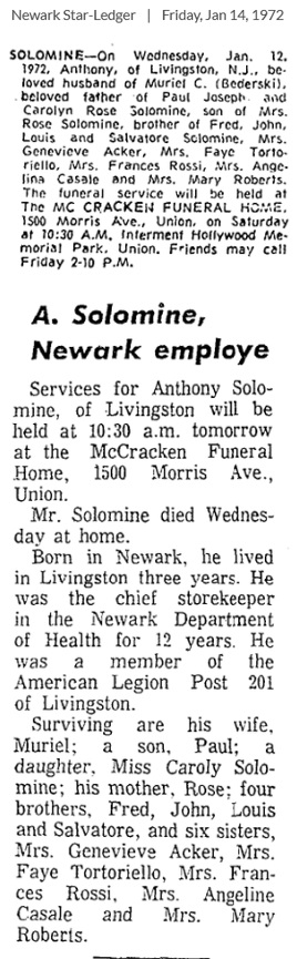 Anthony Solomine Obituary