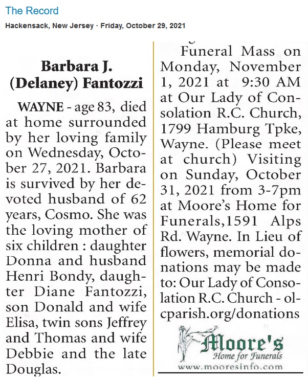 Barbara Delaney Fantozzi Obituary
