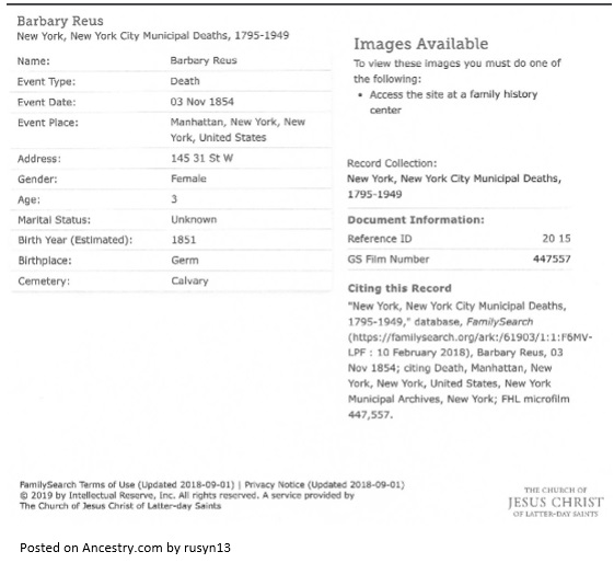Barbara Reuss Death Record