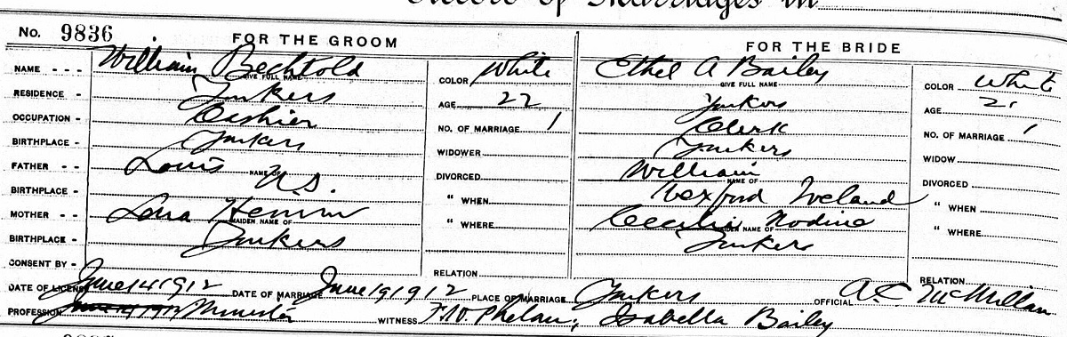 50th wedding anniversary William L. Bechtold and Ethel Bailey