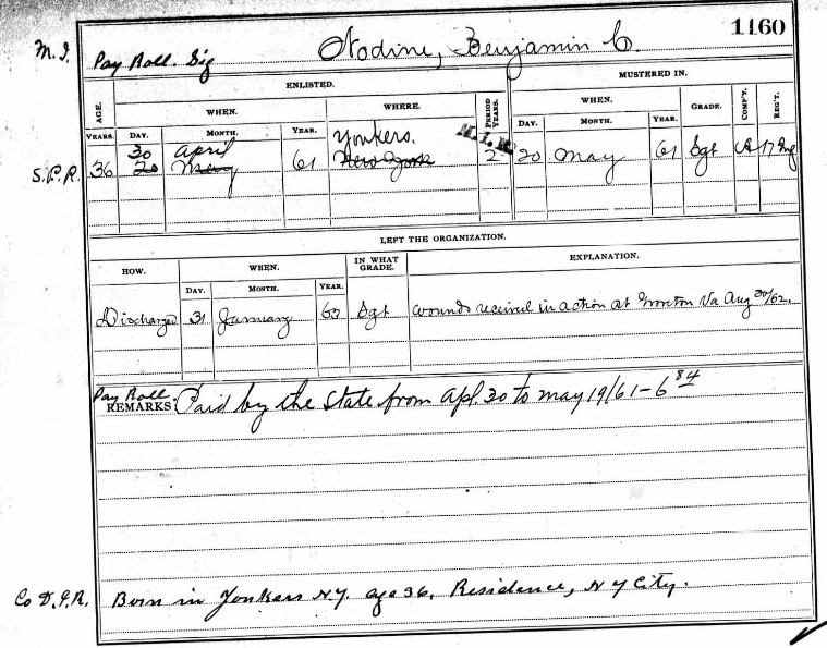 Benjamin C. Nodine's Military Record