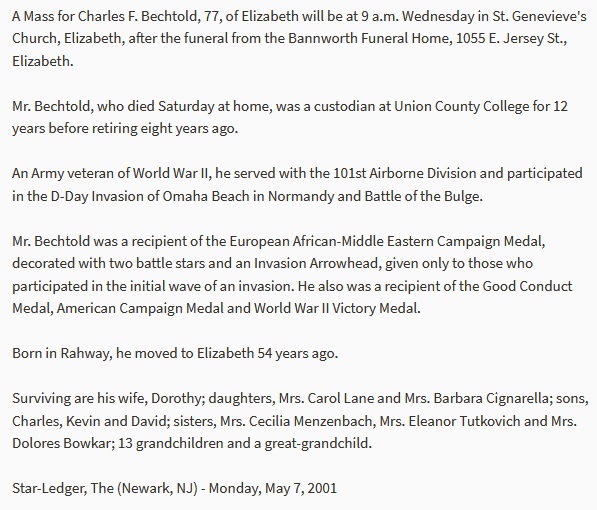 Charles J. Bechtold Jr. Obituary