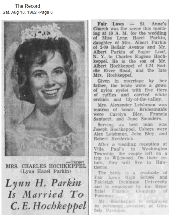 Charles Hochkeppel and Lynn Parkin Marriage