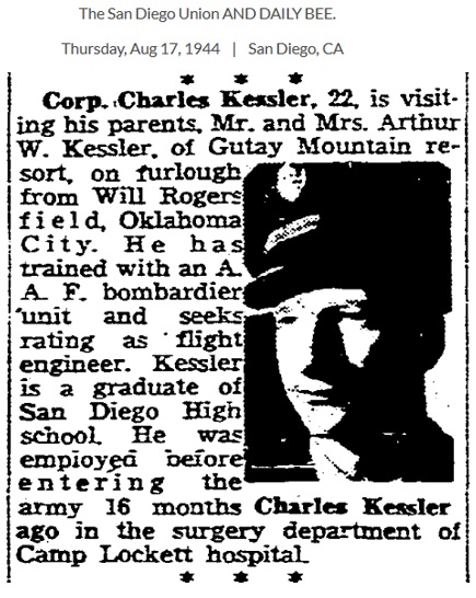 Charles Arthur Kessler Military Service Record