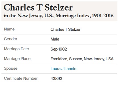 Charles Stelzer Jr. Marriage