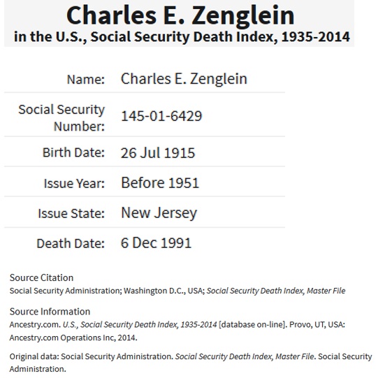 Charles E. Zenglein SSDI