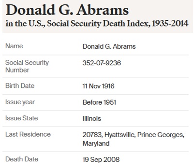 Donald George Abrams SSDI
