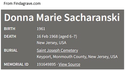 Donna Marie Sacharanski Cemetery Record
