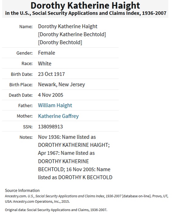 Dorothy Haight Bechtold SSACI