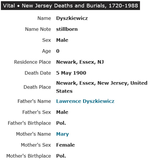 Stillborn Baby Boy Death Record