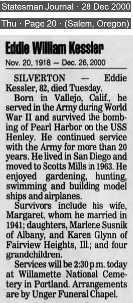 Eddie William Kessler Obituary