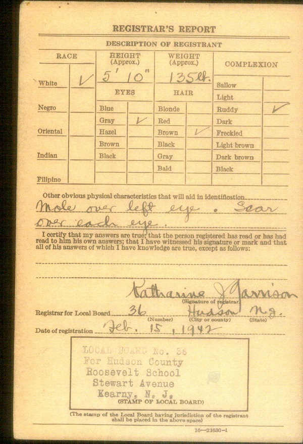 Edward A. Bechtold World War II Draft Registration