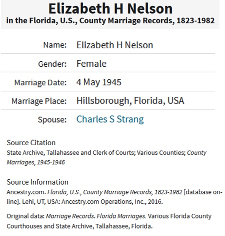Elizabeth Nelson Marriage Record
