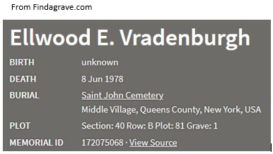 Elwood E. Vradenburgh Death Record