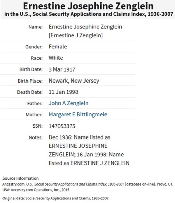 Ernestine Josephine Zenglein SSACI