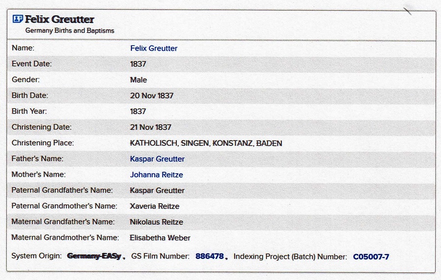 Felix Greuter Birth Record 2