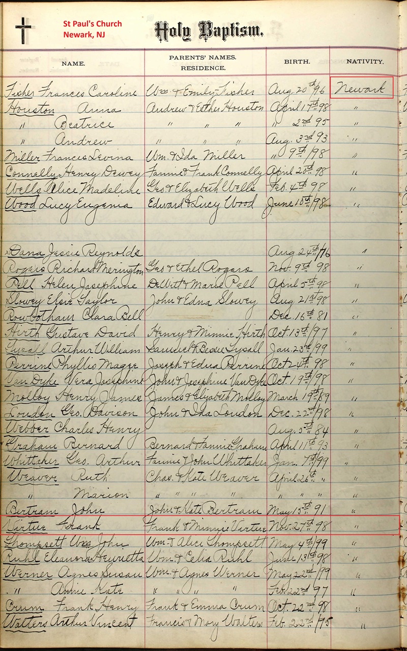 Frank Virtue Jr. Birth Record