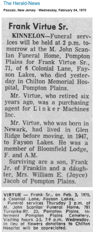 Frank Virtue Jr. Obituary