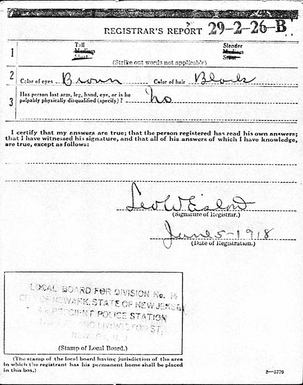 Frederick Otto Bevensee's World War I Draft Registration Card Part 2