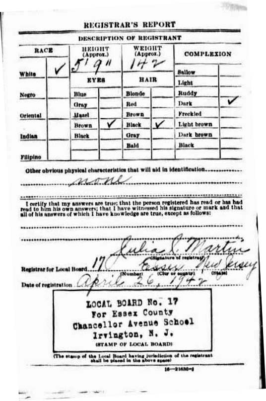 Frederick Otto Bevensee's World War I Draft Registration Card Part 2