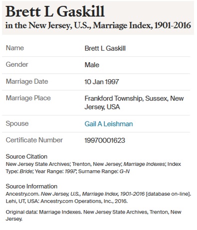 Gail Leishman and Brett Gaskill Marriage