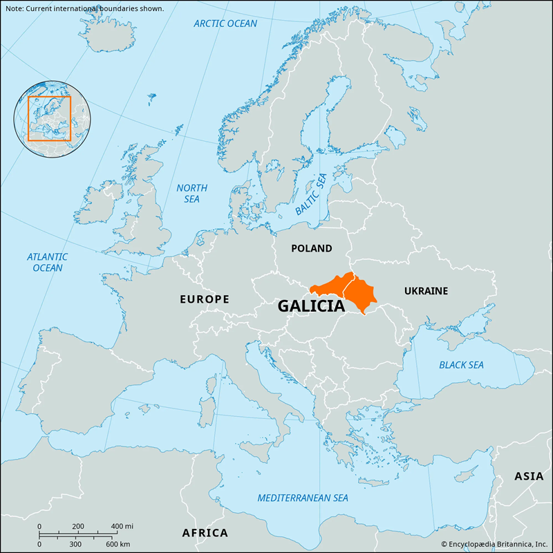 Map showing location of Galicia