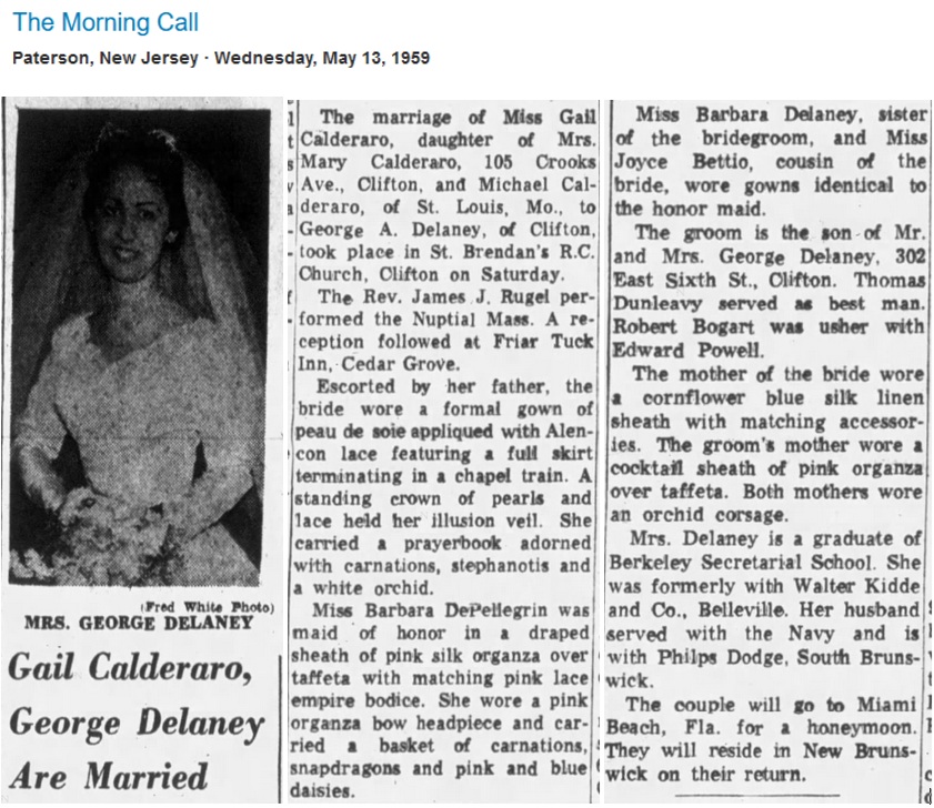 George Delaney and Gail Calderaro Marriage