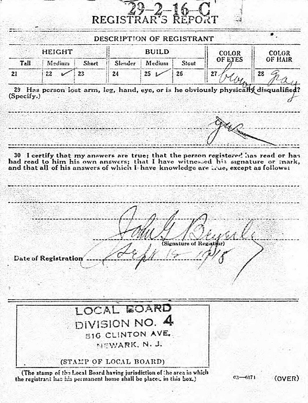 George F. Dietz World War I Draft Registration