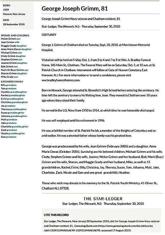 George Joseph Grimm Obituary
