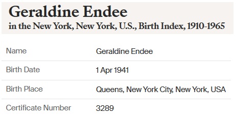 Geraldibe Endee Birth Index