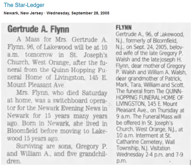 Gertrude Reilly Walsh Murphy Flynn Obituary