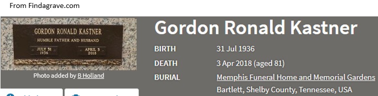 Gordon Ronald Kastner Death Record