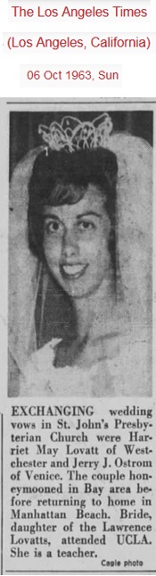 Harriet Lovatt and Jerry Ostrom Marriage