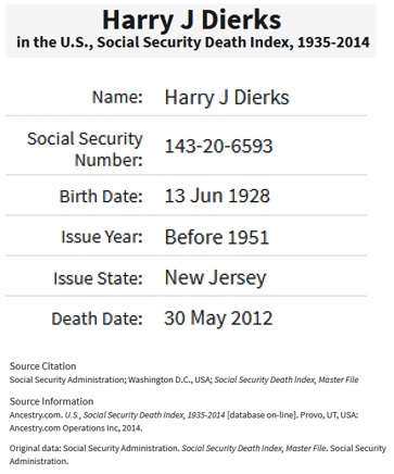 Harry John Dierks SSDI