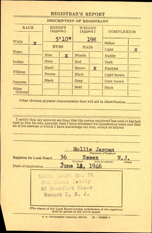 Harry John Dierks World War II Draft Registration