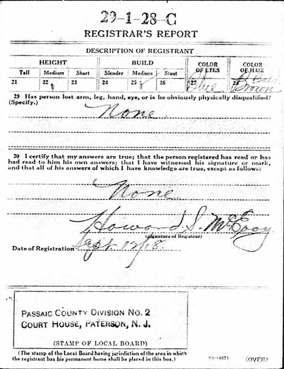 Harry E. Murphy WW1 Draft Registration
