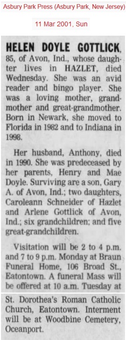 Helen Doyle Gottlick Obituary