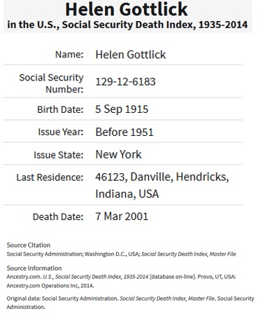 Helen Doyle Gottlick SSDI