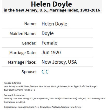 Helen Doyle and Charles Cadmus Marriage
