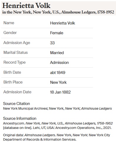 Henrietta (Volk) Murphy Almshouse 1882