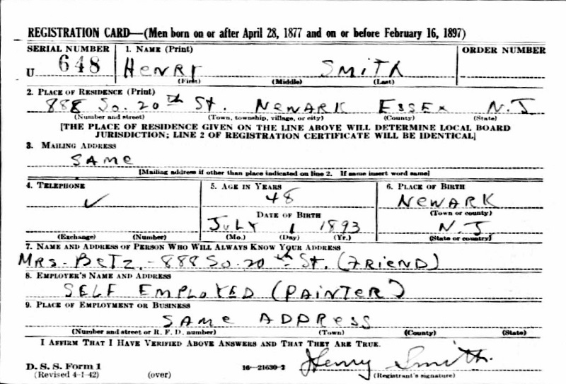Henry Dyszkiewicz World War II Draft Registration