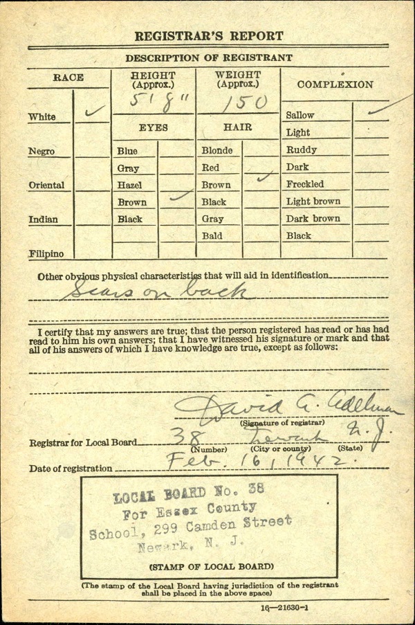 Henry F. Cadmus World War II Draft Registration