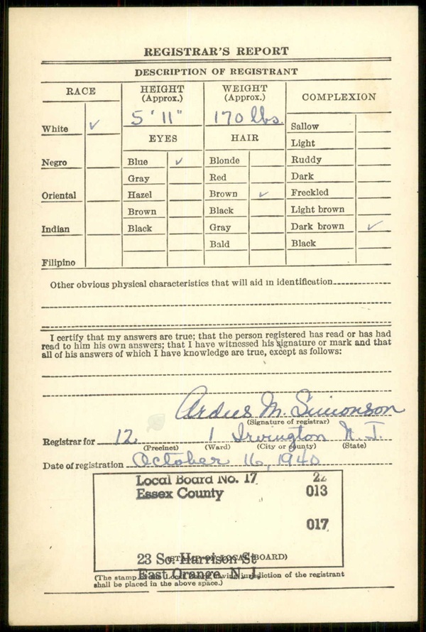 Henry F. Greuter Jr. WW2 Draft Registration