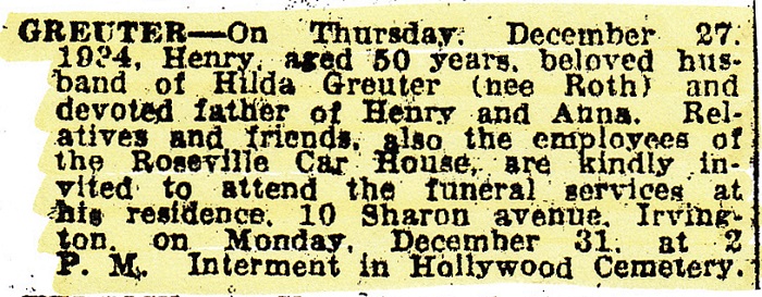 Henry Greuter Obituary