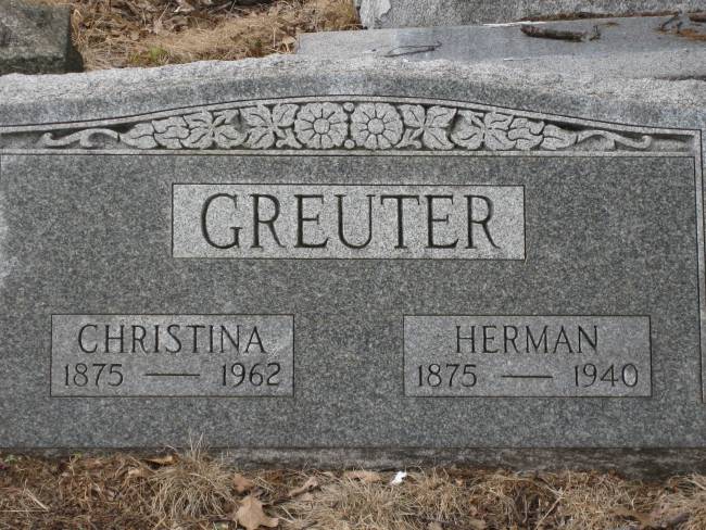 The Woodland Cemetery headstone of Herman and Christina Greuter